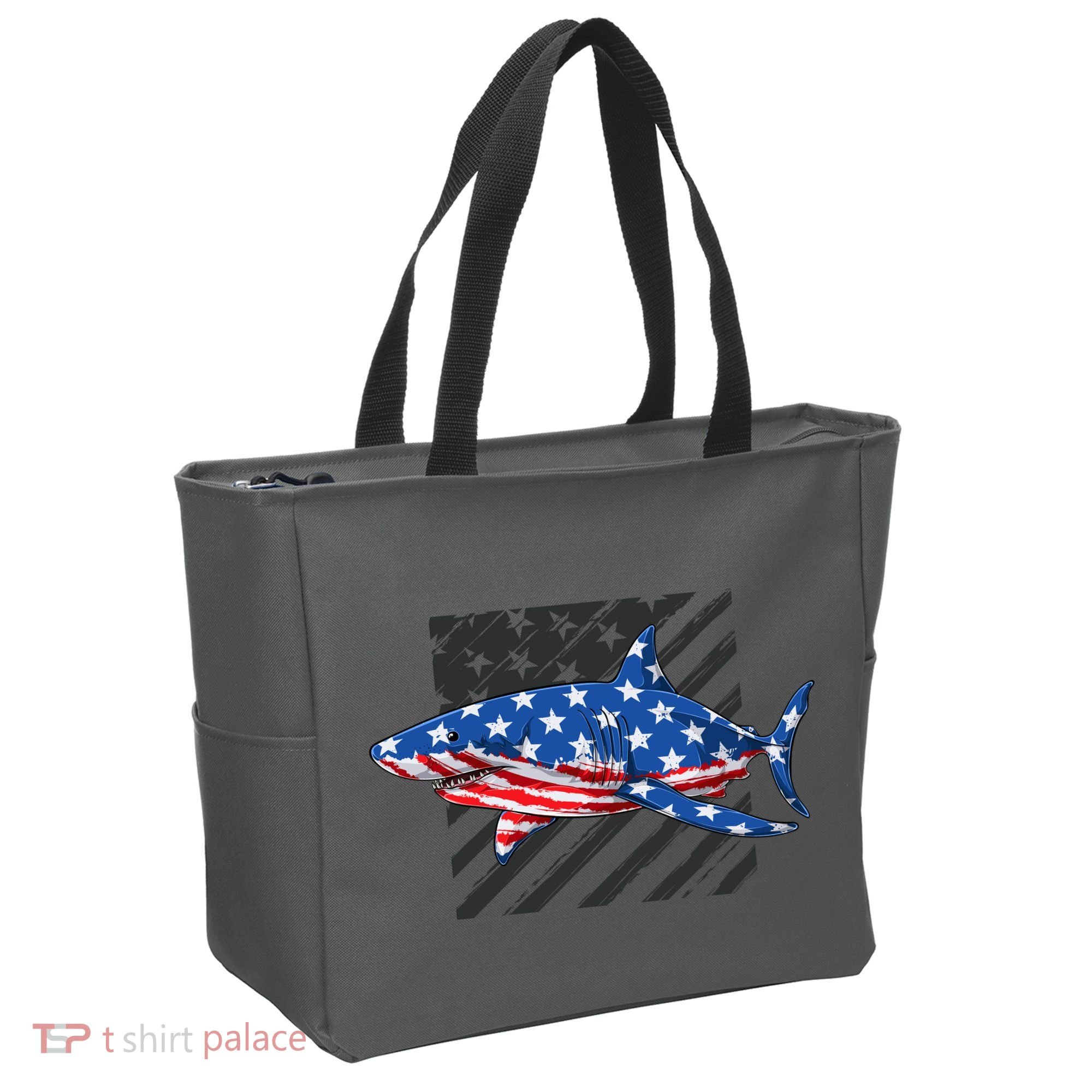 Great White Shark USA Flag Week Sharks Tote Bag