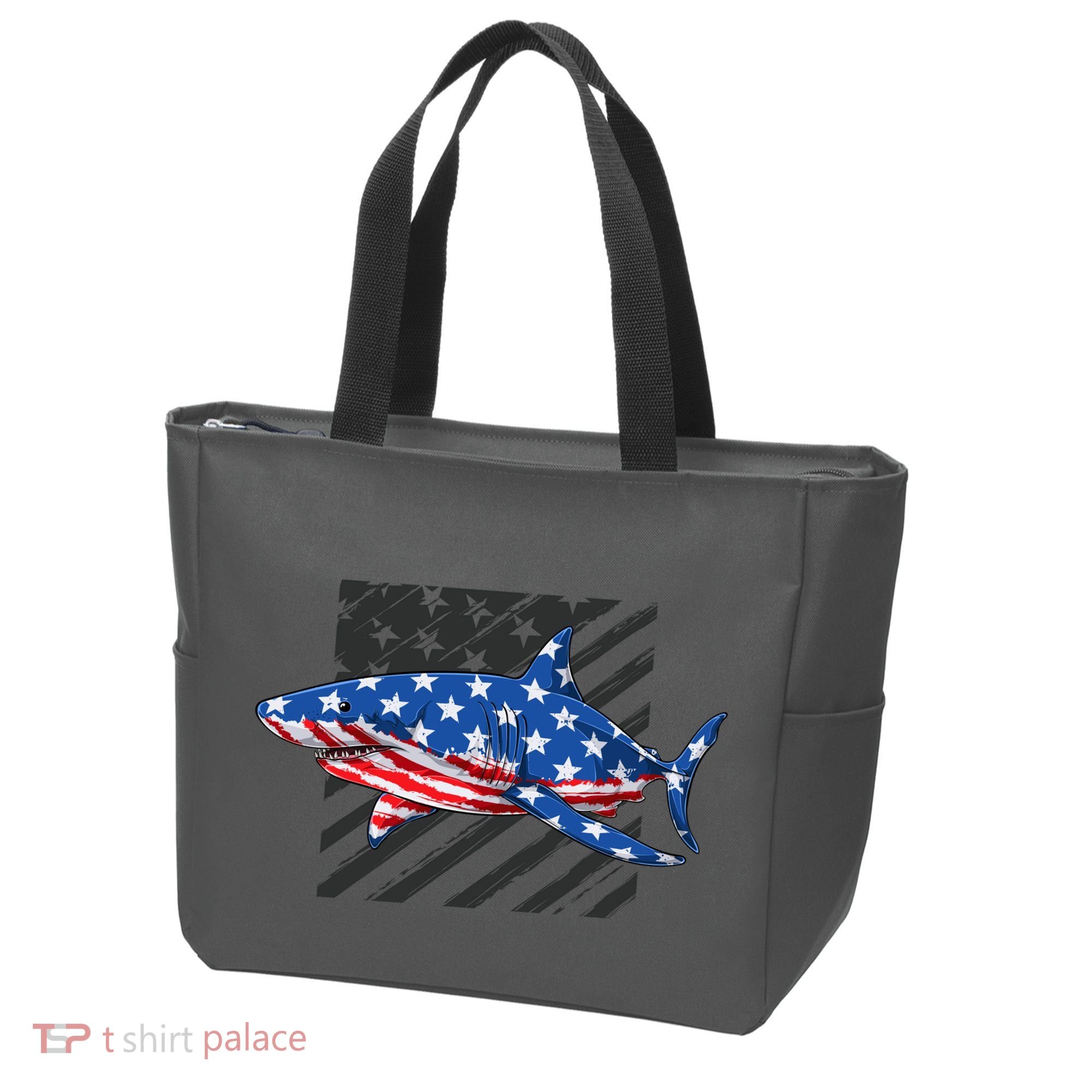 Great White Shark USA Flag Week Sharks Tote Bag