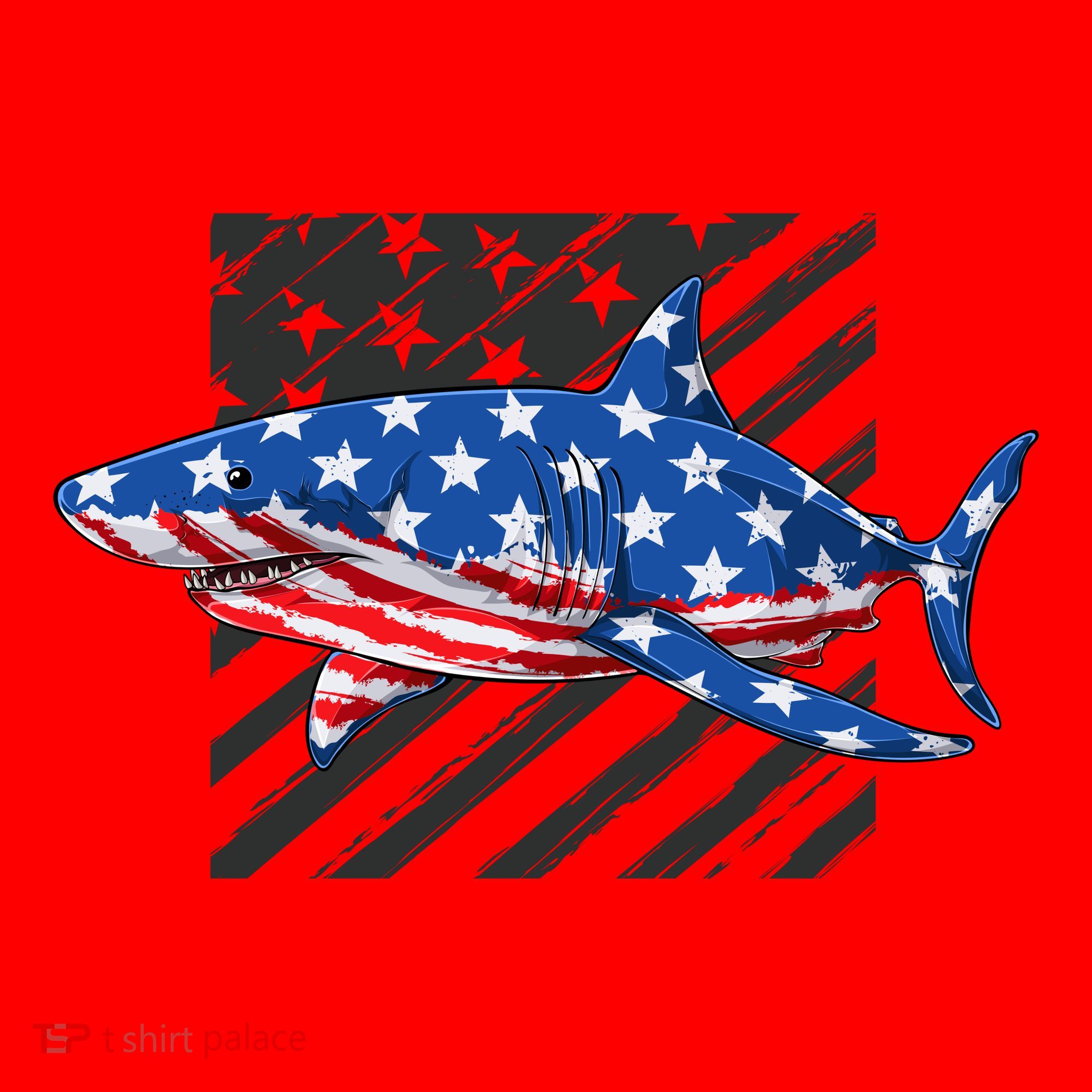 Great White Shark USA Flag Week Sharks Santa Hat