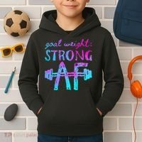 Goal Weight Strong AF Workout Motivational Kids Hoodie thumb 2