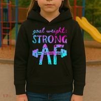 Goal Weight Strong AF Workout Motivational Kids Hoodie thumb 3