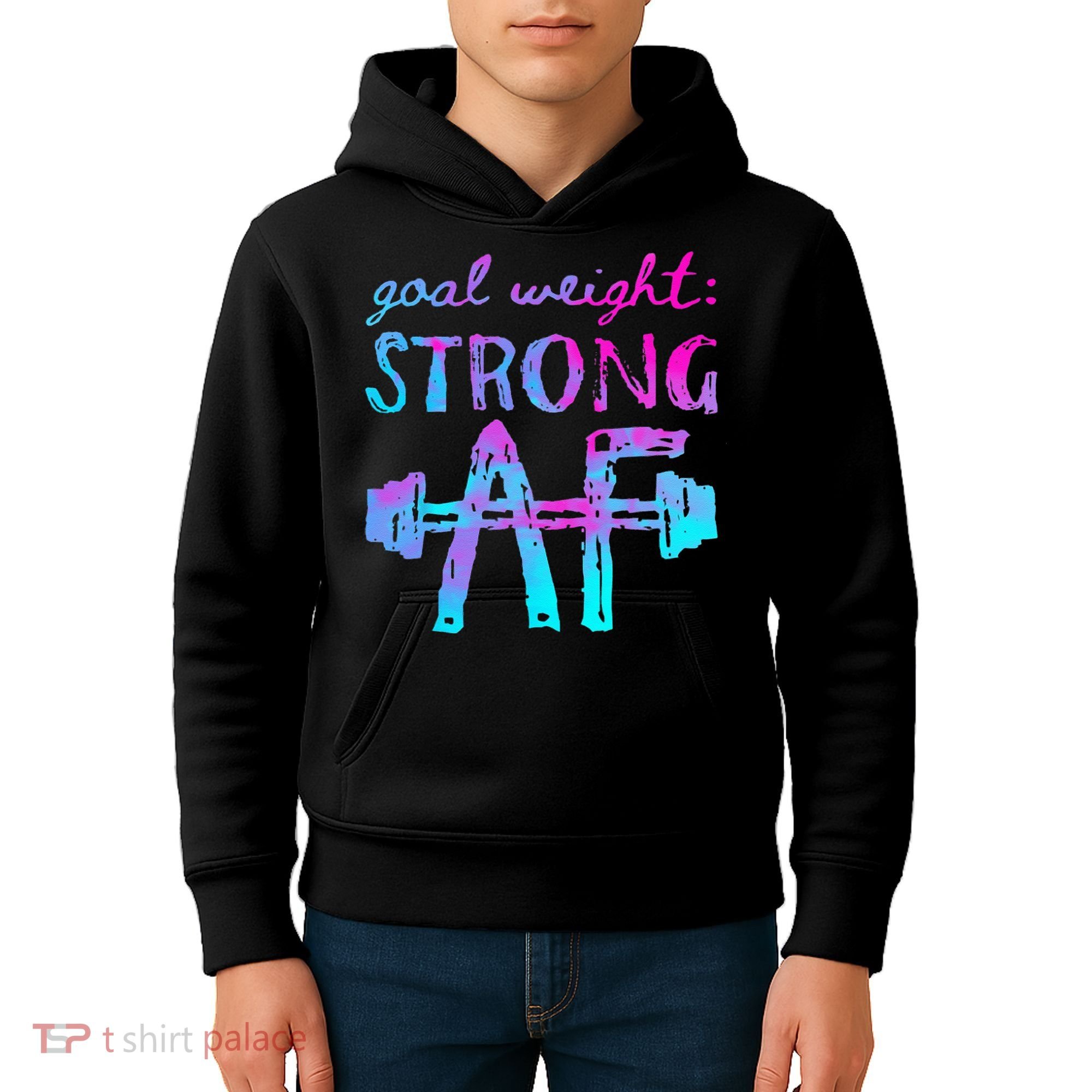 Goal Weight Strong AF Workout Motivational Kids Hoodie