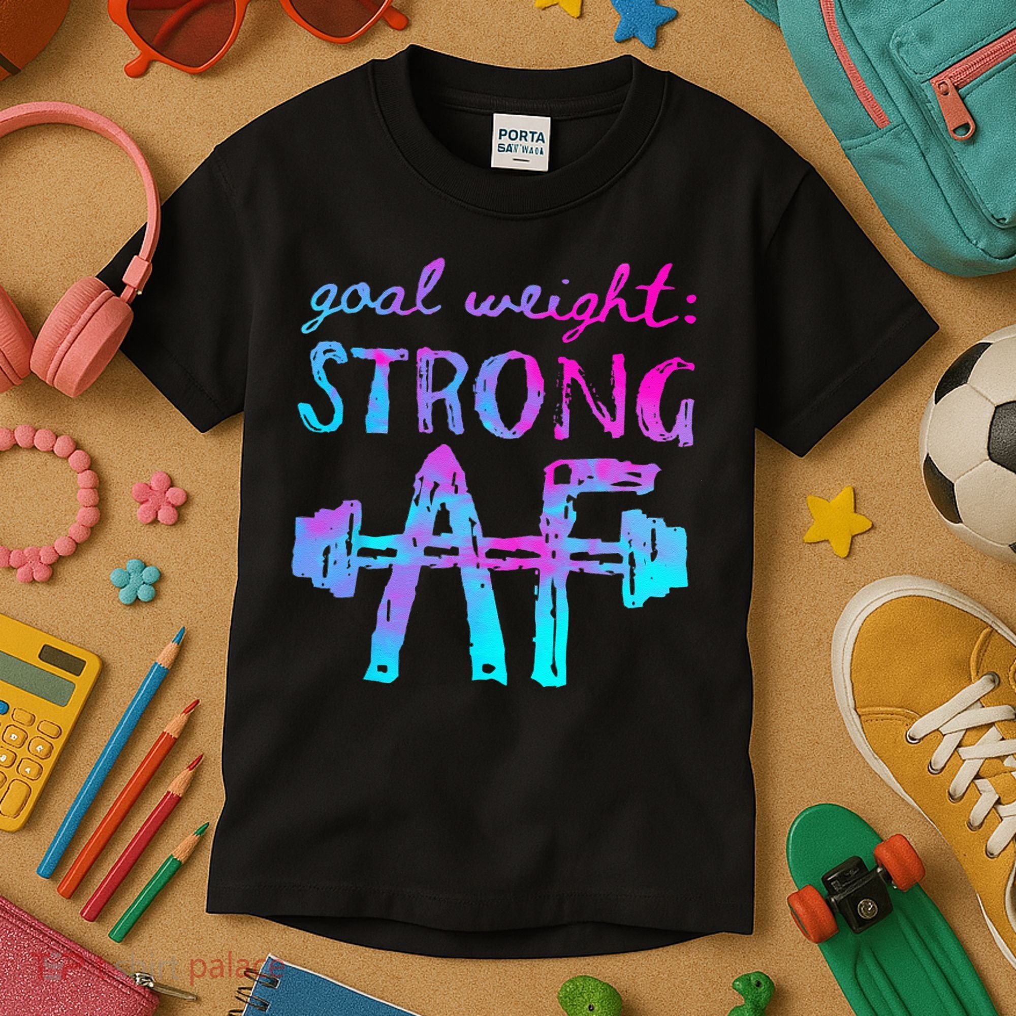 Goal Weight Strong AF Workout Motivational Kids T-Shirt