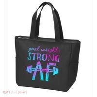 Goal Weight Strong AF Workout Motivational Tote Bag thumb 3