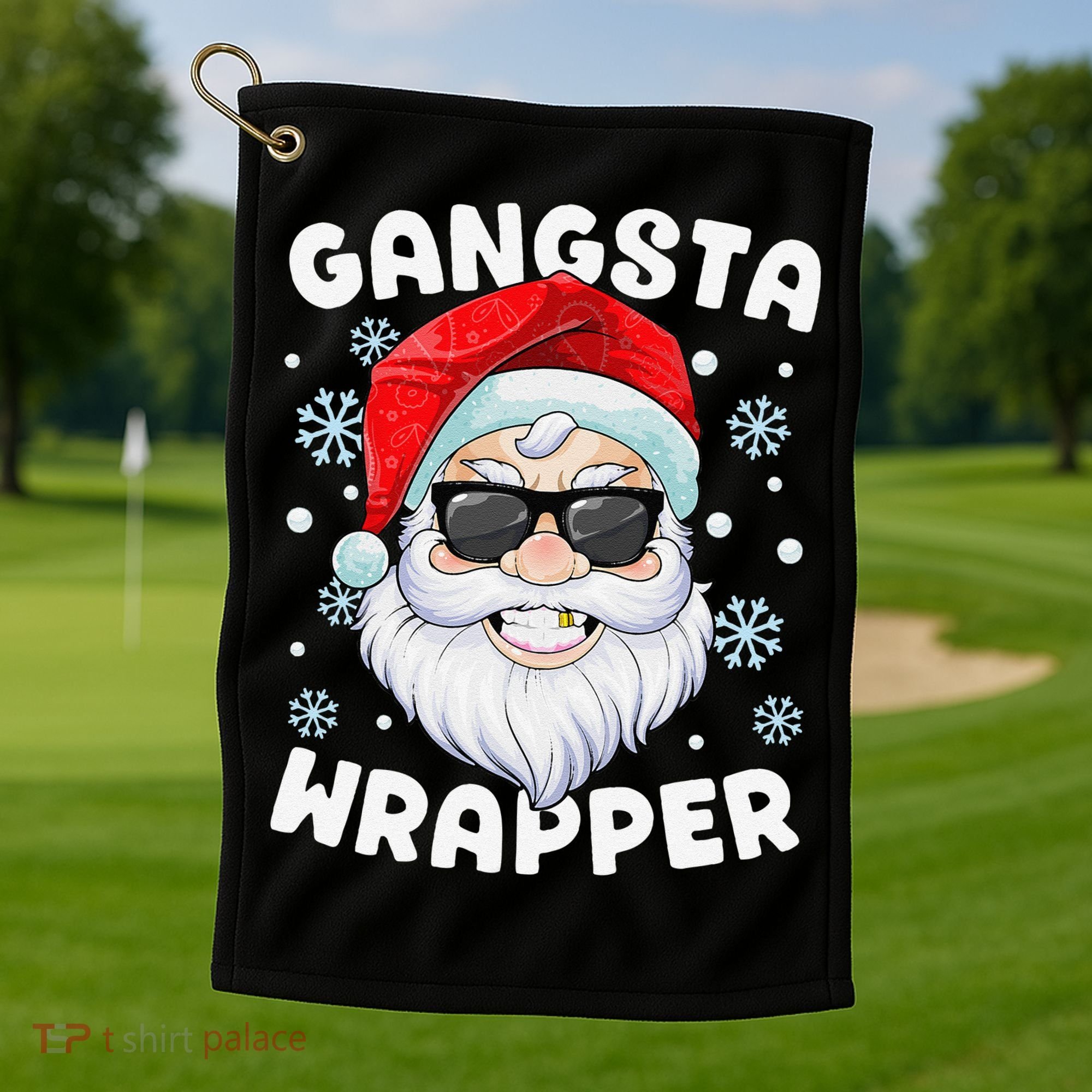 Gangsta Wrapper Santa Gangster Wrapper Funny Christmas Golf Towel