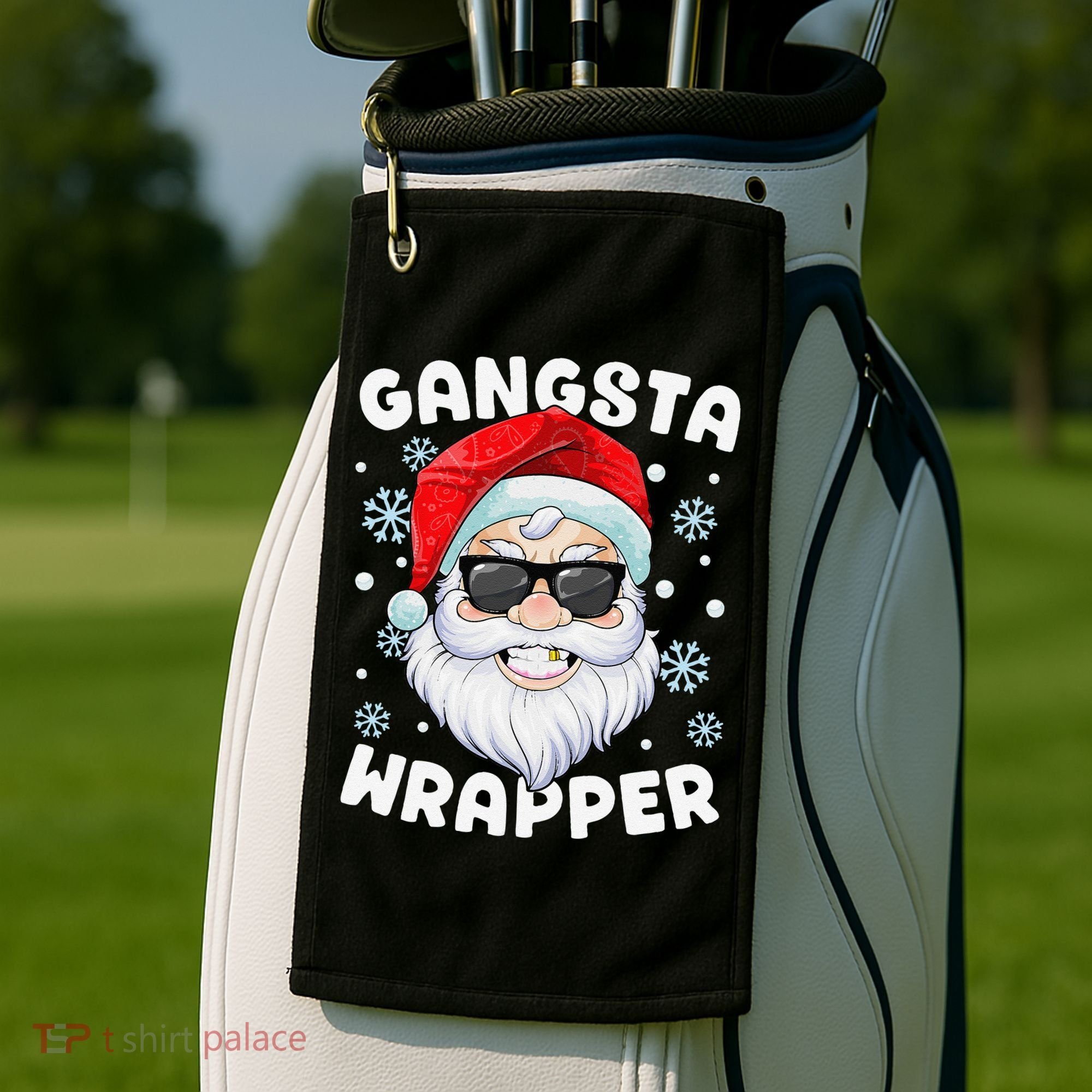 Gangsta Wrapper Santa Gangster Wrapper Funny Christmas Golf Towel