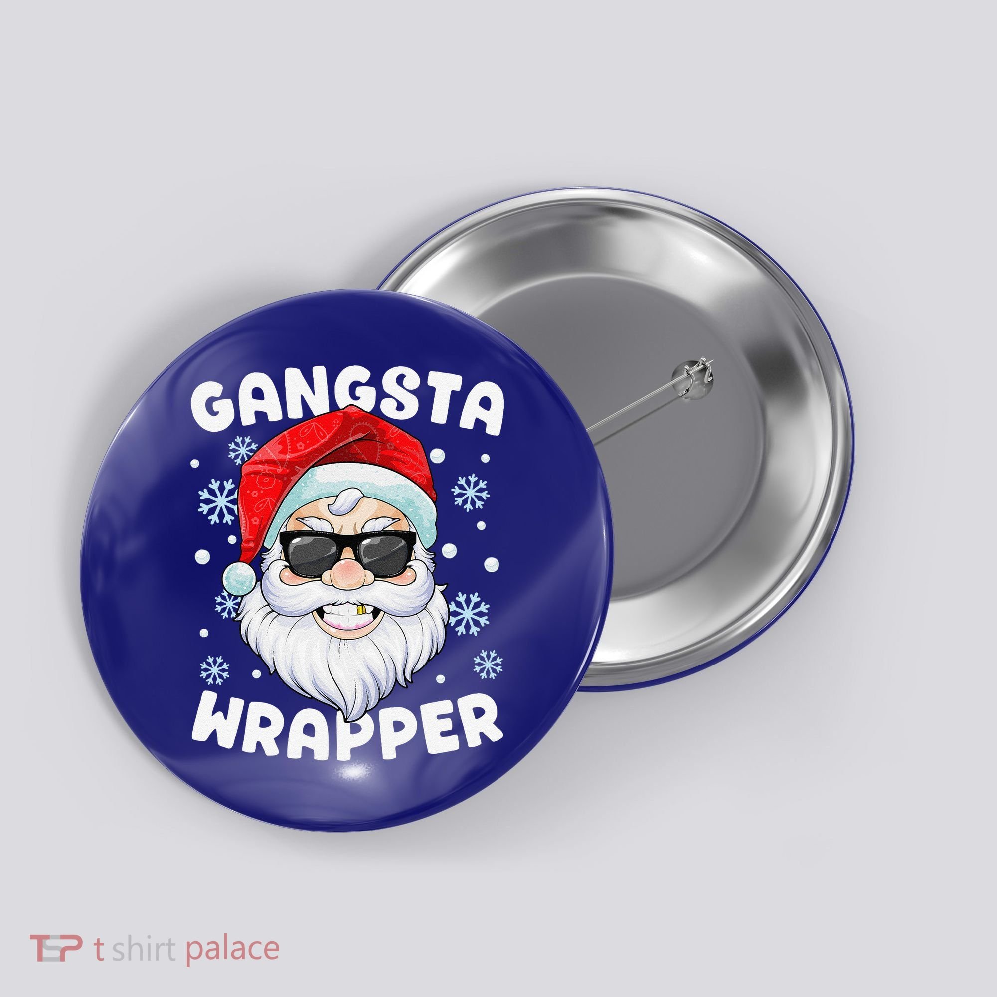 Gangsta Wrapper Santa Gangster Wrapper Funny Christmas Button
