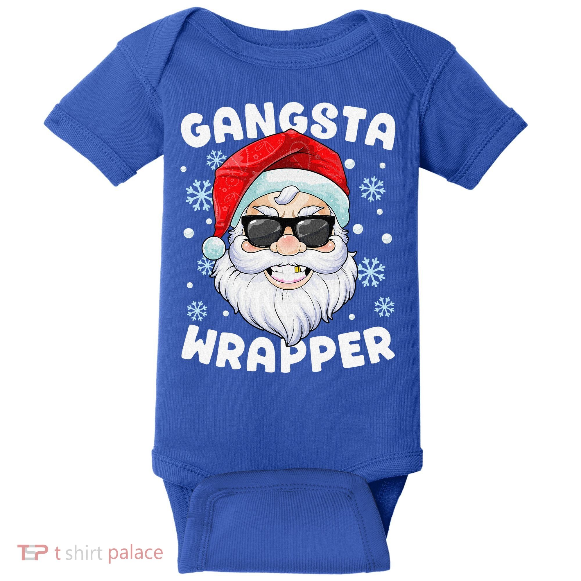 Gangsta Wrapper Santa Gangster Wrapper Funny Christmas Baby Bodysuit