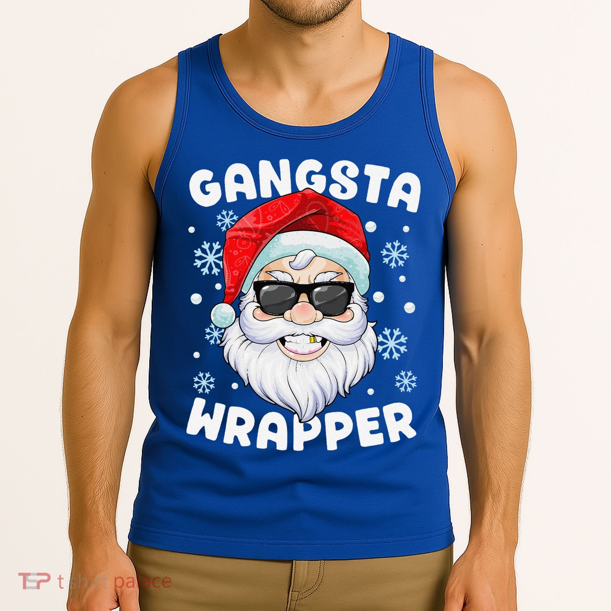 Gangsta Wrapper Santa Gangster Wrapper Funny Christmas Tank Top