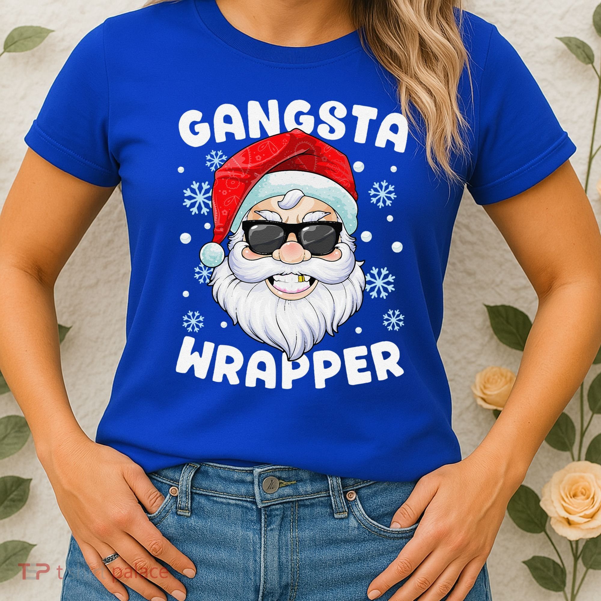 Gangsta Wrapper Santa Gangster Wrapper Funny Christmas Women's T-Shirt