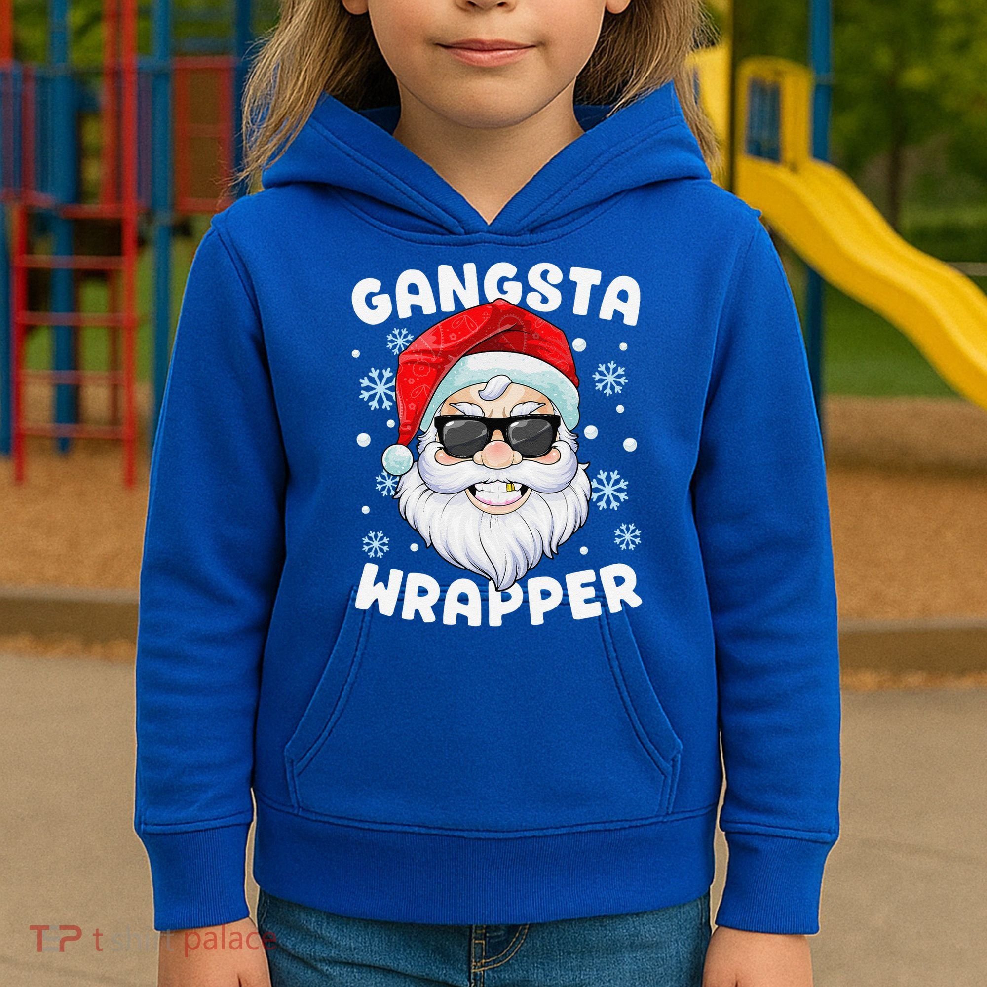 Gangsta Wrapper Santa Gangster Wrapper Funny Christmas Kids Hoodie