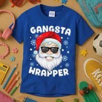 Gangsta Wrapper Santa Gangster Wrapper Funny Christmas Kids T-Shirt thumb 3
