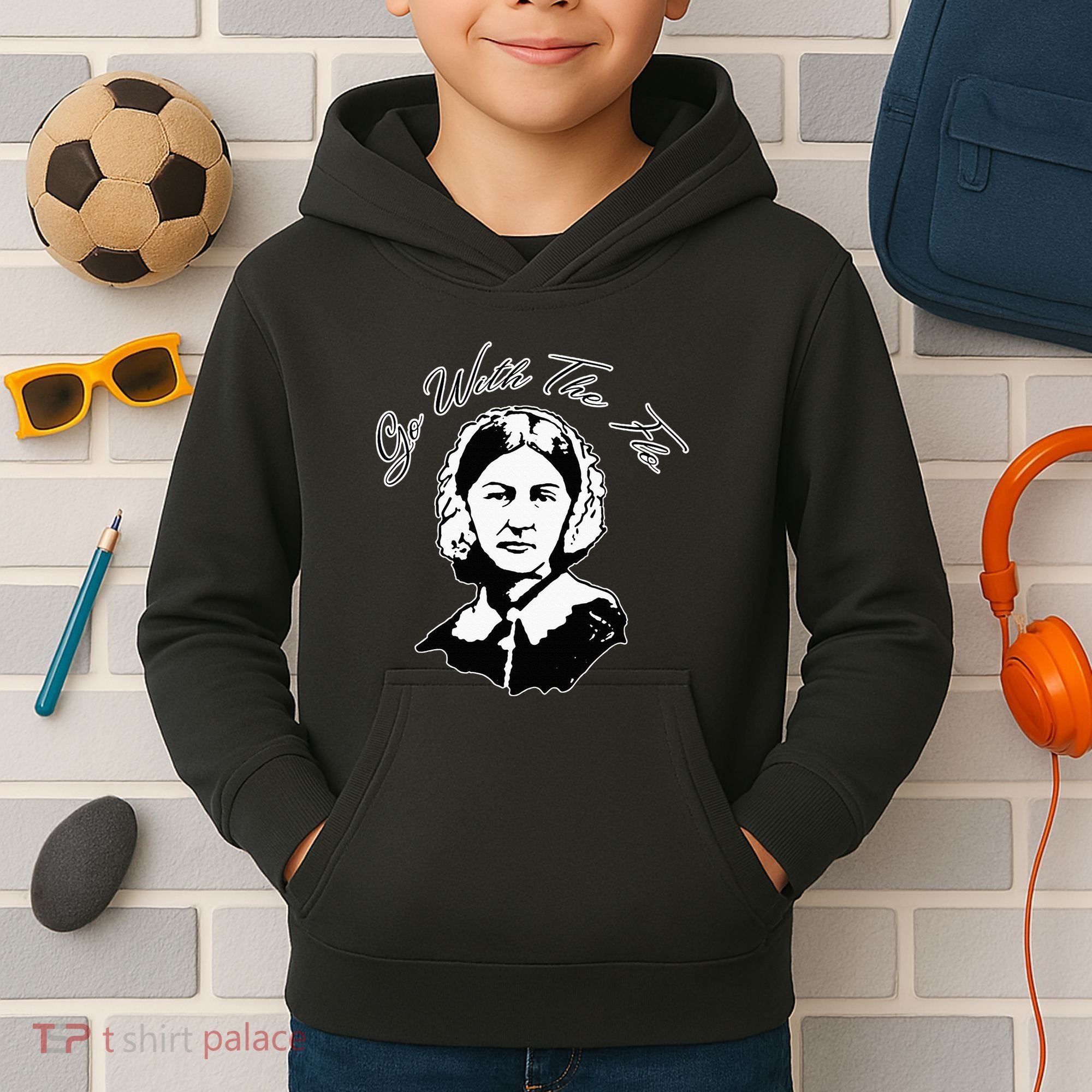 Go With The Flo Florence Nightingale Funny Nurse Kids Hoodie