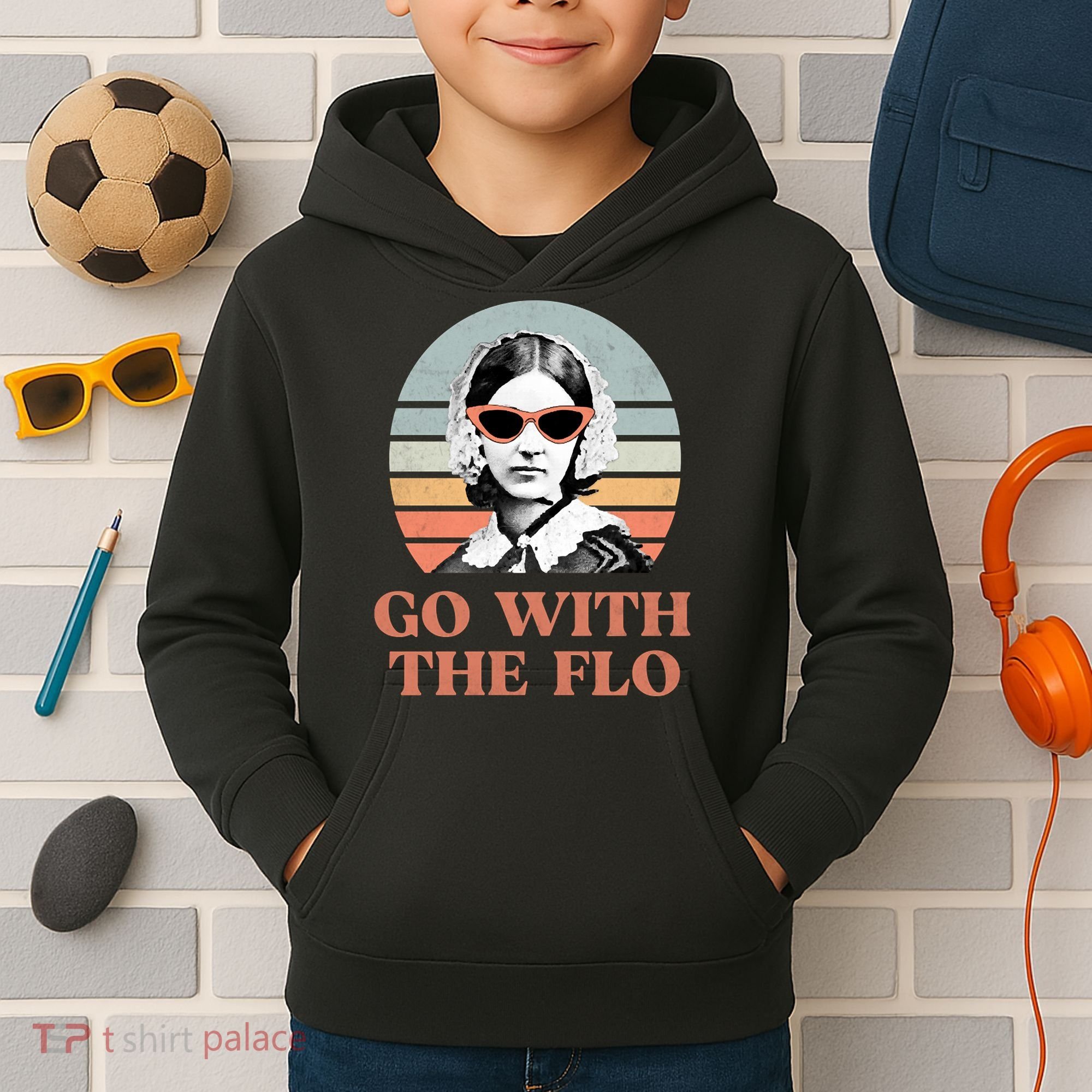 Go With The Flo Funny Nursing Kids Hoodie