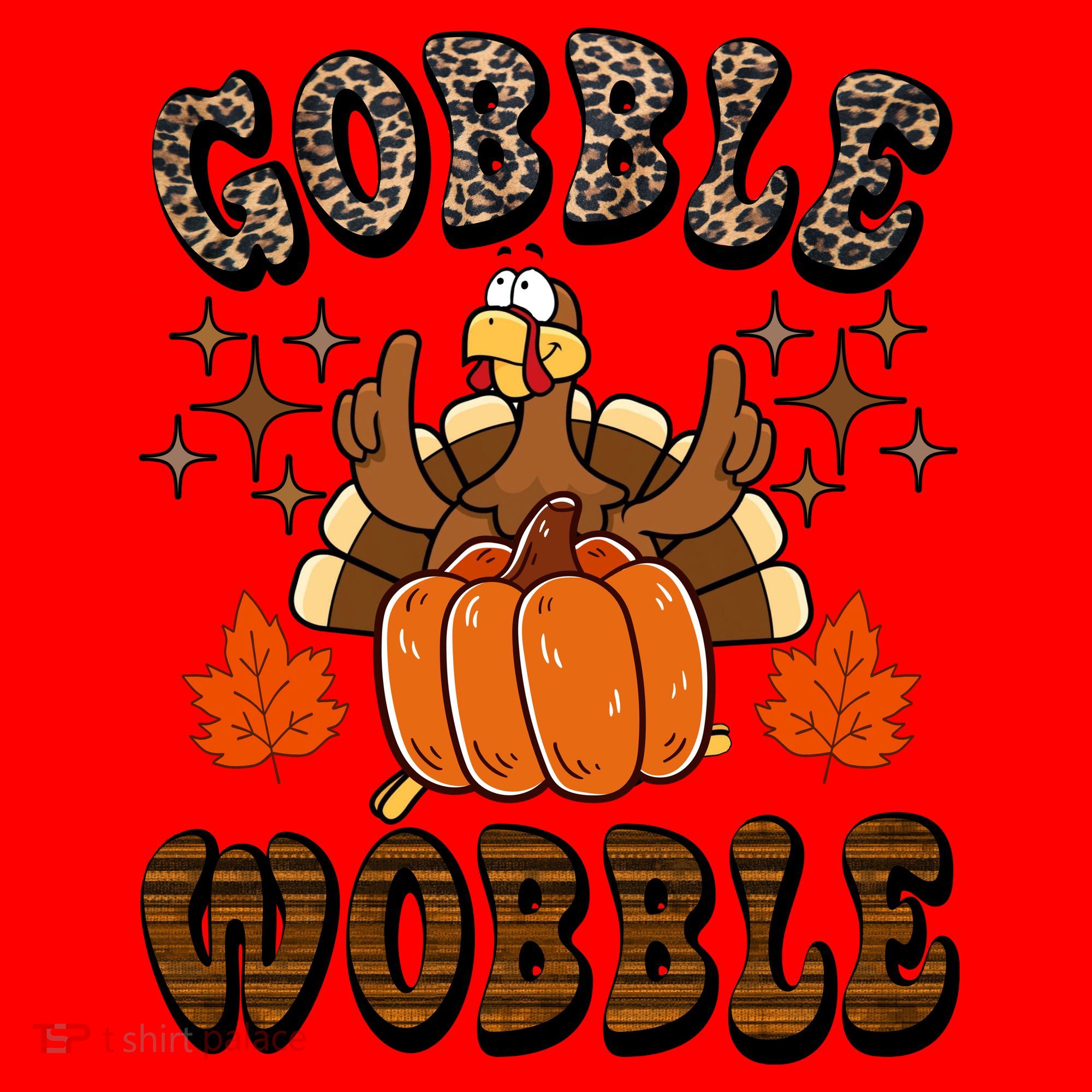 Gooble Wobble Turkey Thanksgiving Holiday Cheetah Santa Hat