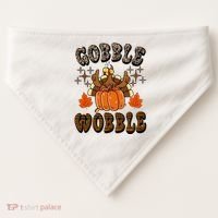 Gooble Wobble Turkey Thanksgiving Holiday Cheetah USA-Made Doggie Bandana thumb 0