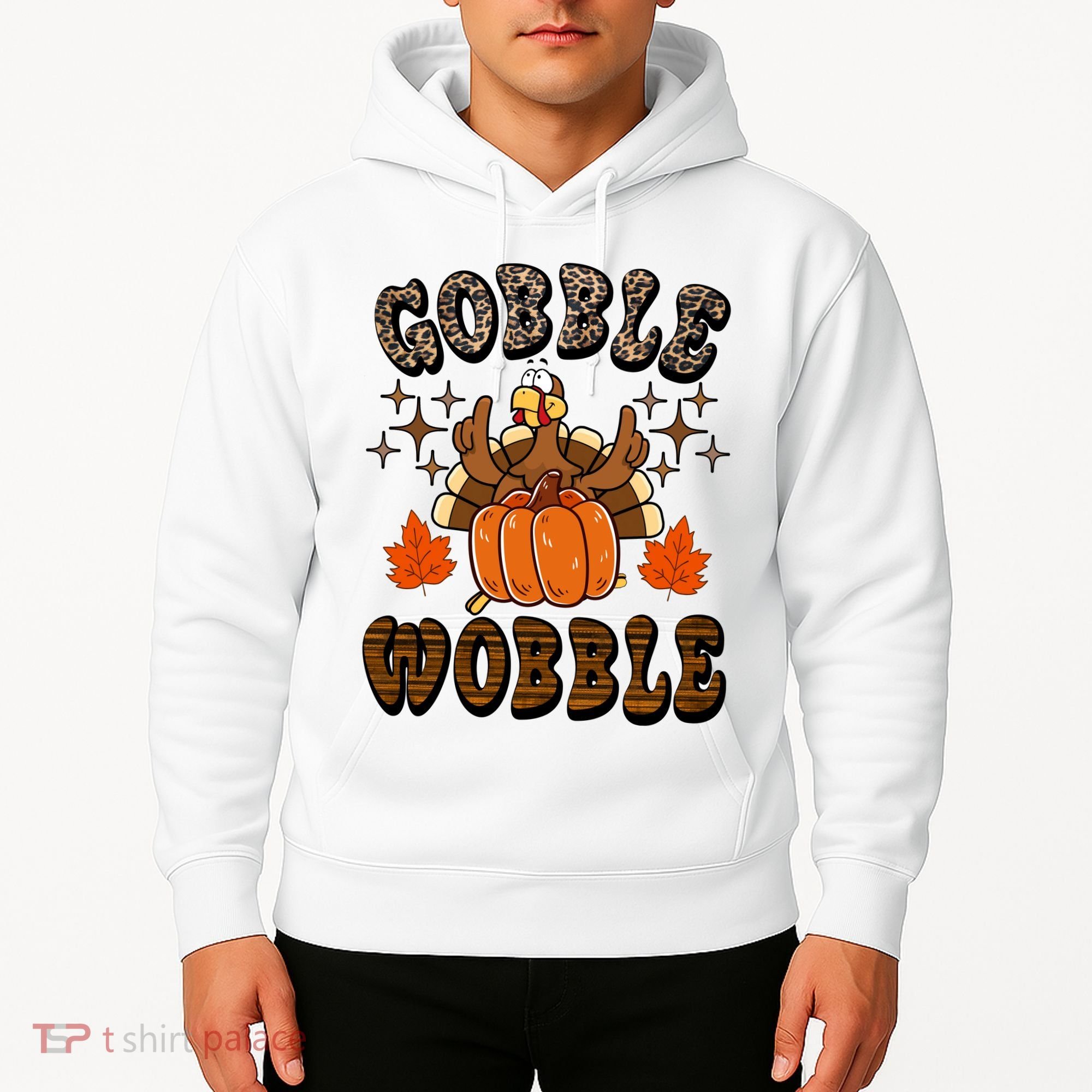Gooble Wobble Turkey Thanksgiving Holiday Cheetah Hoodie