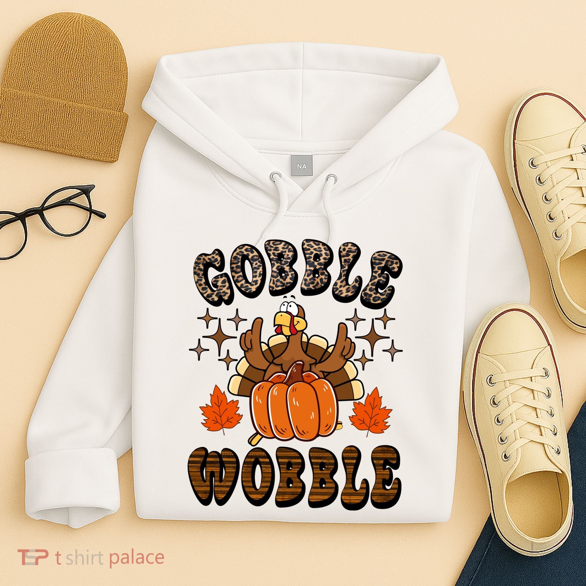 Gooble Wobble Turkey Thanksgiving Holiday Cheetah Hoodie