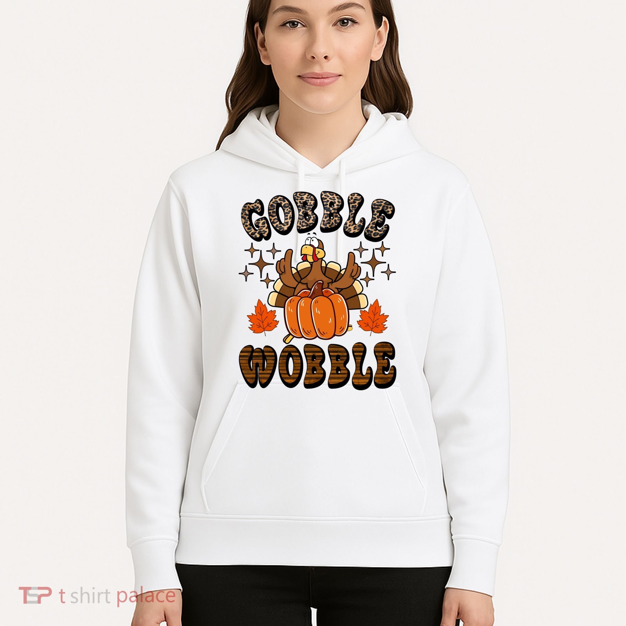 Gooble Wobble Turkey Thanksgiving Holiday Cheetah Hoodie