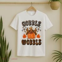 Gooble Wobble Turkey Thanksgiving Holiday Cheetah T-Shirt thumb 2