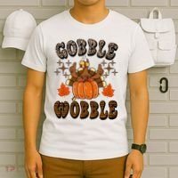 Gooble Wobble Turkey Thanksgiving Holiday Cheetah T-Shirt thumb 6
