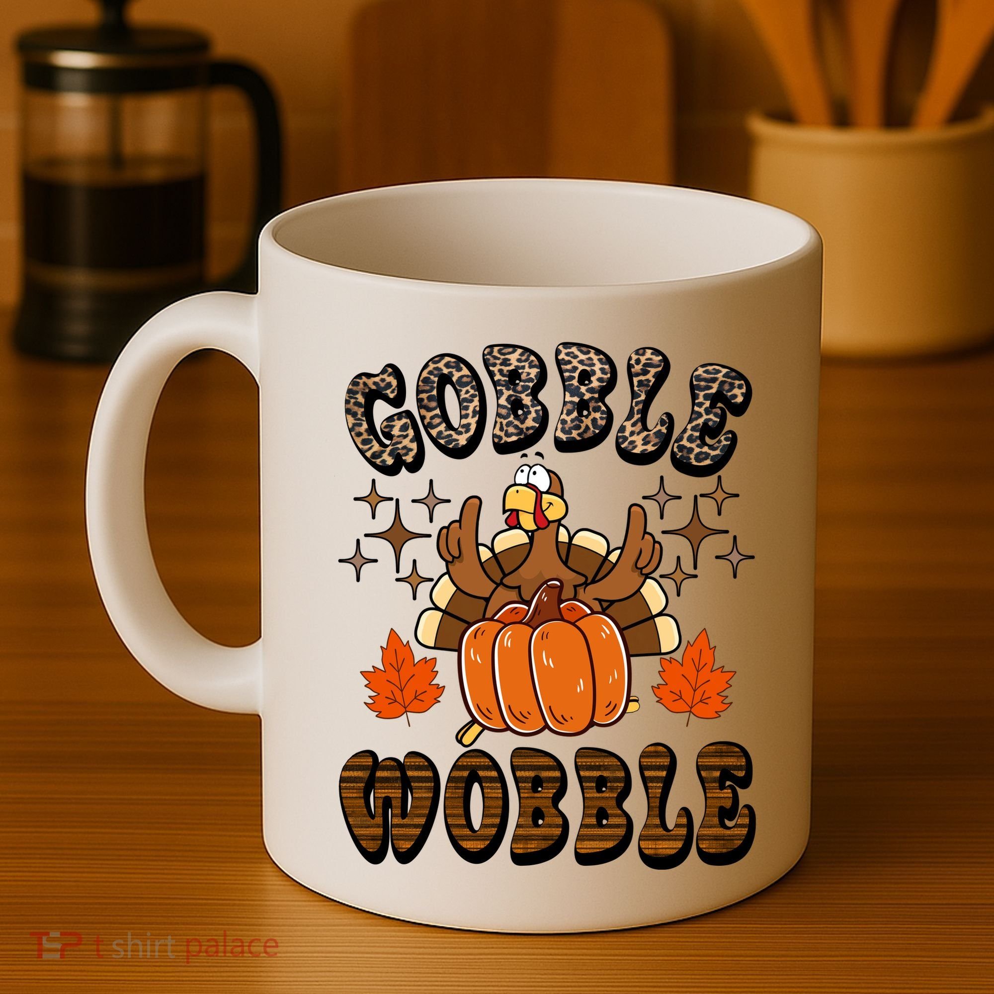 Gooble Wobble Turkey Thanksgiving Holiday Cheetah Coffee Mug