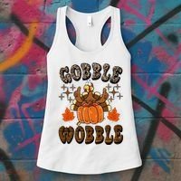 Gooble Wobble Turkey Thanksgiving Holiday Cheetah Women's Tank Top thumb 3