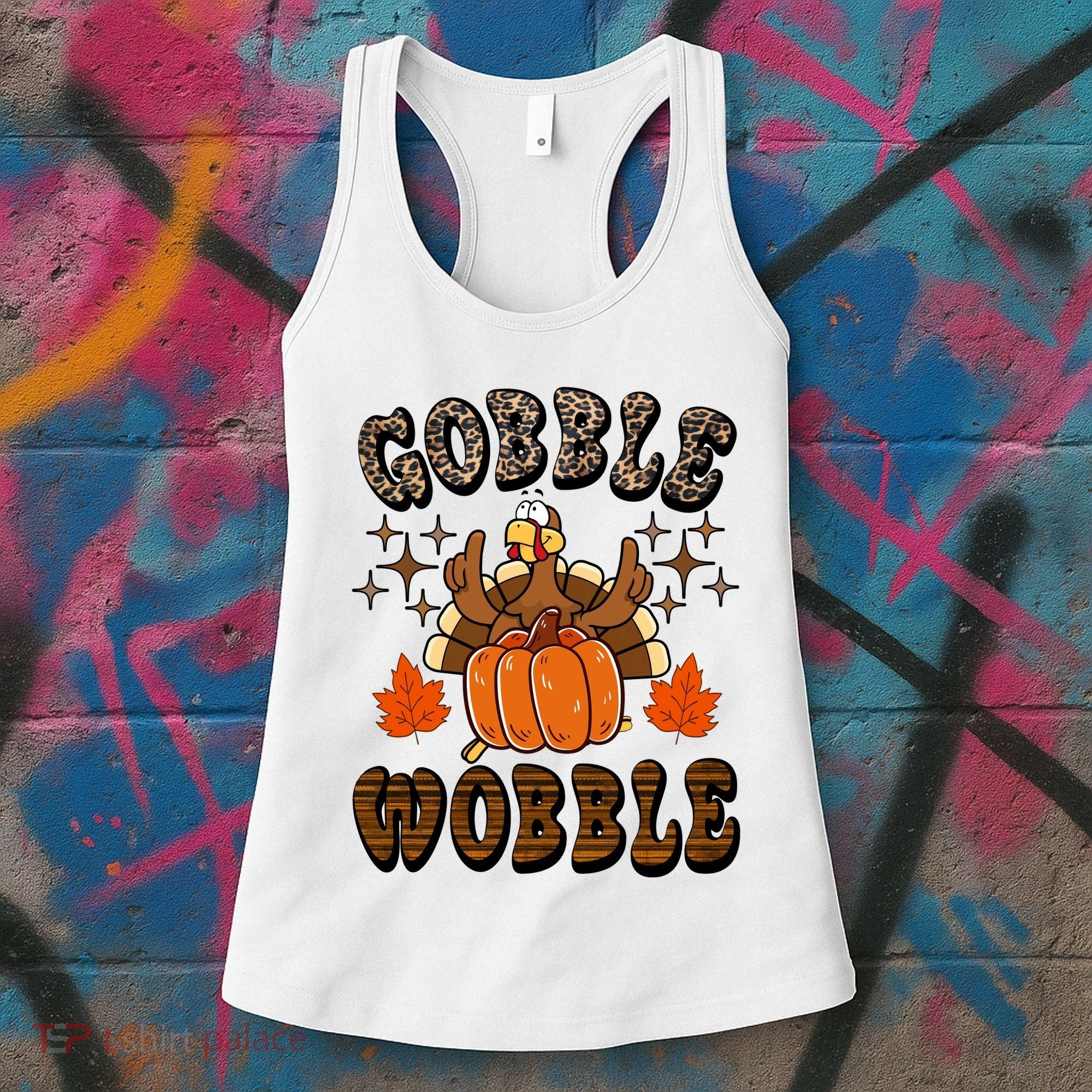 Gooble Wobble Turkey Thanksgiving Holiday Cheetah Women's Tank Top