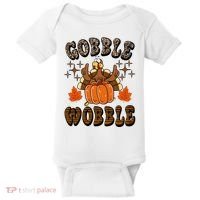 Gooble Wobble Turkey Thanksgiving Holiday Cheetah Baby Bodysuit thumb 0
