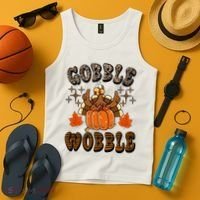 Gooble Wobble Turkey Thanksgiving Holiday Cheetah Tank Top thumb 4