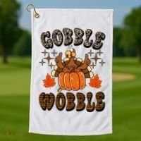 Gooble Wobble Turkey Thanksgiving Holiday Cheetah Golf Towel thumb 1