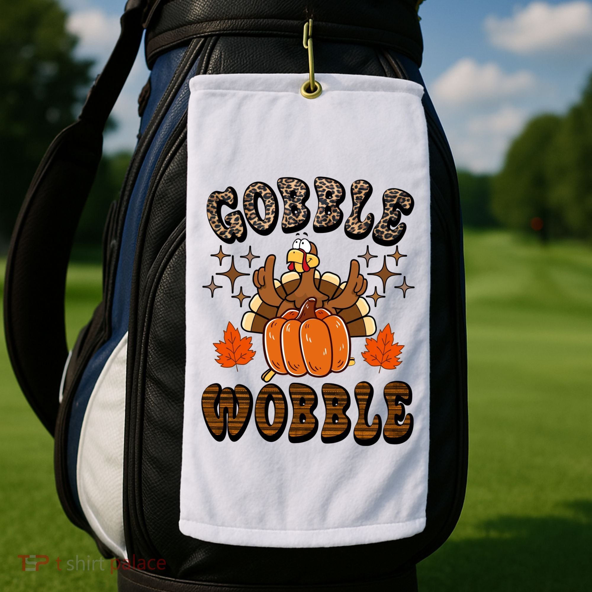 Gooble Wobble Turkey Thanksgiving Holiday Cheetah Golf Towel
