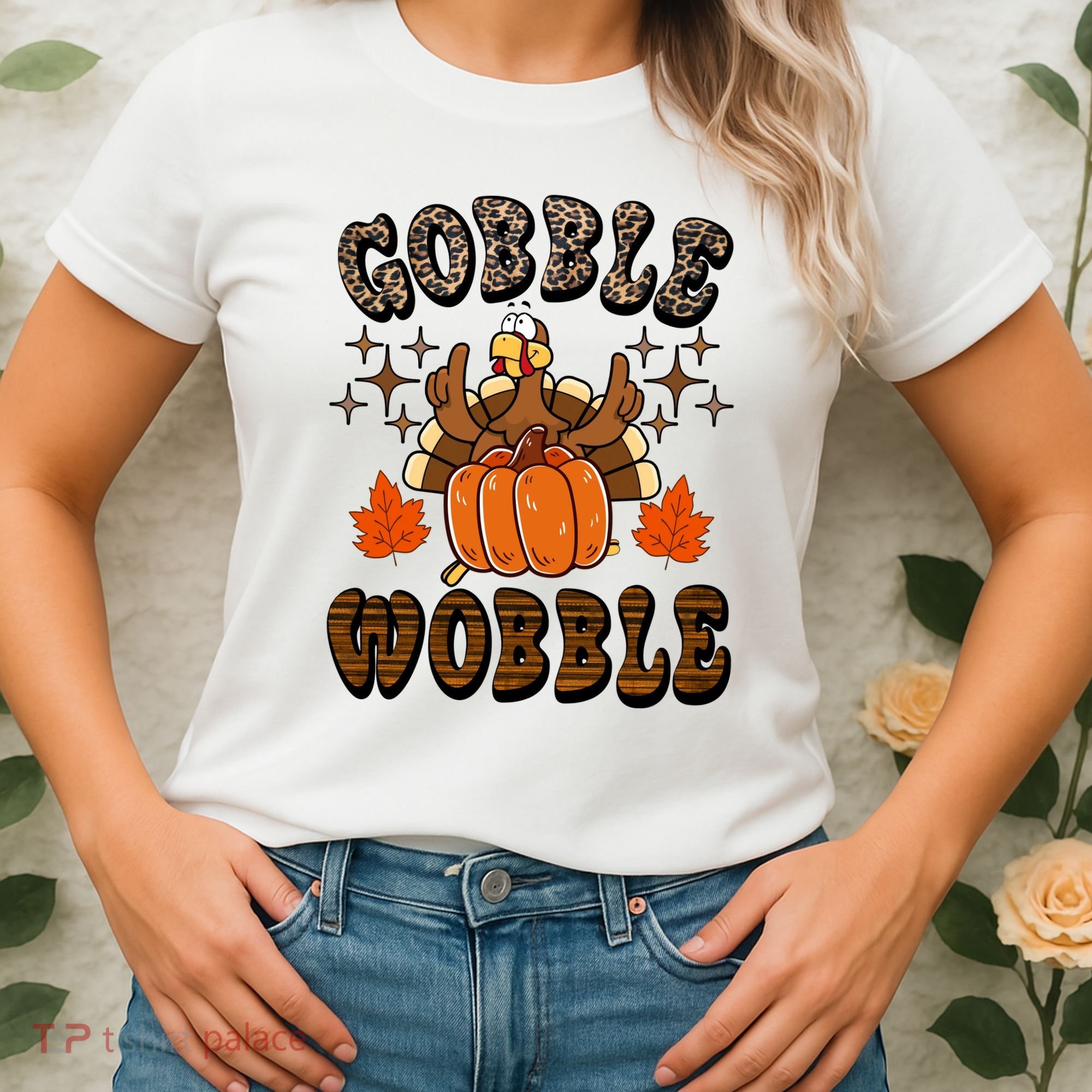 Gooble Wobble Turkey Thanksgiving Holiday Cheetah Women's T-Shirt