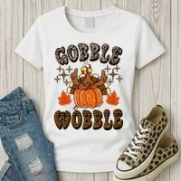 Gooble Wobble Turkey Thanksgiving Holiday Cheetah Women's T-Shirt thumb 3
