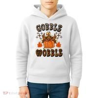 Gooble Wobble Turkey Thanksgiving Holiday Cheetah Kids Hoodie thumb 4