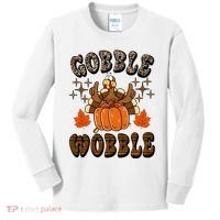 Gooble Wobble Turkey Thanksgiving Holiday Cheetah Kids Long Sleeve Shirt thumb 0