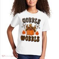 Gooble Wobble Turkey Thanksgiving Holiday Cheetah Kids T-Shirt thumb 2