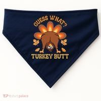 Guess What Turkey Butt Funny Thanksgiving USA-Made Doggie Bandana thumb 0