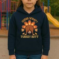 Guess What Turkey Butt Funny Thanksgiving Kids Hoodie thumb 3