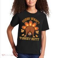 Guess What Turkey Butt Funny Thanksgiving Kids T-Shirt thumb 2