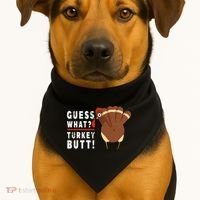 Guess What Turkey Pilgrim Funny Thanksgiving USA-Made Doggie Bandana thumb 1