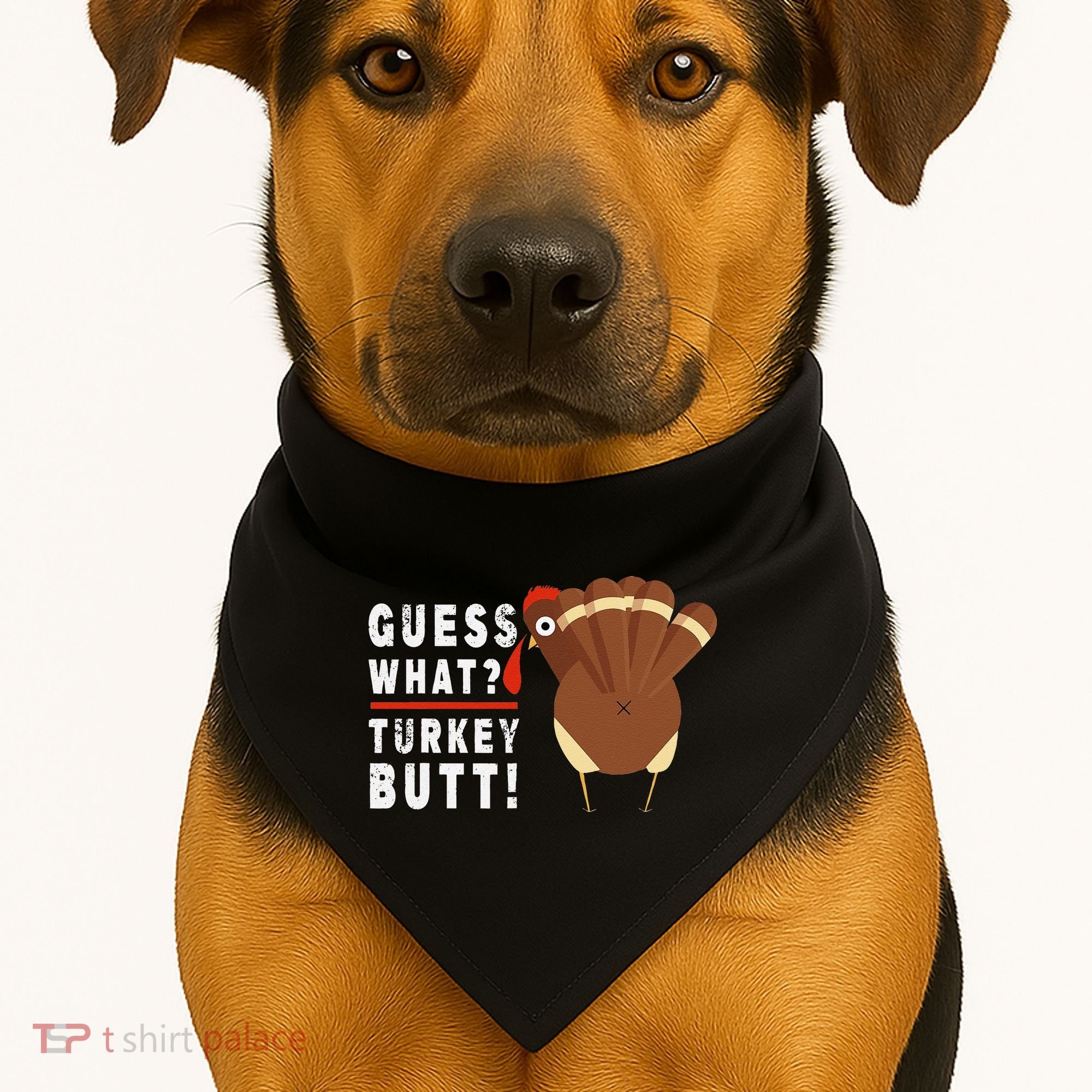 Guess What Turkey Pilgrim Funny Thanksgiving USA-Made Doggie Bandana