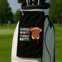 Guess What Turkey Pilgrim Funny Thanksgiving Golf Towel thumb 2