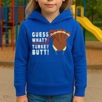 Guess What Turkey Pilgrim Funny Thanksgiving Kids Hoodie thumb 3