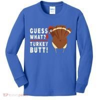 Guess What Turkey Pilgrim Funny Thanksgiving Kids Long Sleeve Shirt thumb 0