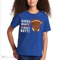 Guess What Turkey Pilgrim Funny Thanksgiving Kids T-Shirt thumb 2