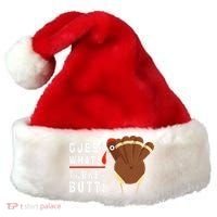 Guess What Turkey Pilgrim Funny Thanksgiving Santa Hat thumb 0