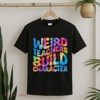 Groovy Weird Teachers Build Character Funny Teacher Tie Dye T-Shirt thumb 2