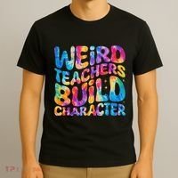 Groovy Weird Teachers Build Character Funny Teacher Tie Dye T-Shirt thumb 3