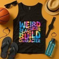 Groovy Weird Teachers Build Character Funny Teacher Tie Dye Tank Top thumb 4